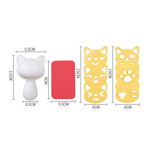 4PCS Cartoon Cat Rice Ball Mold Bento Press Maker DIY Sushi Egg Chocolate Mould