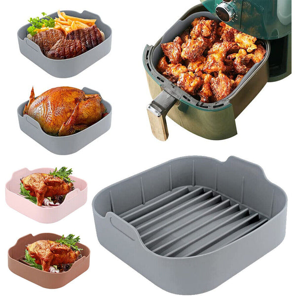 1/3Multifunctional Air Fryer Silicone Pot Non-stick Oven Accessories Baking Tray