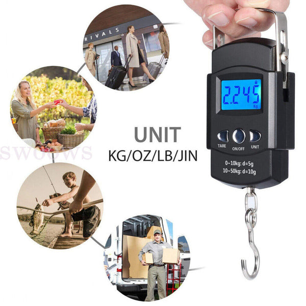 50KG LCD Digital Travel Fishing Luggage Hanging Electronic Hook Weighing Scale