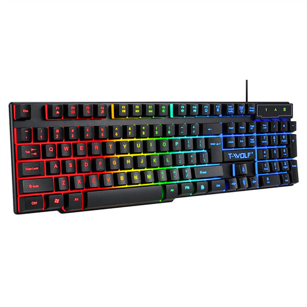 Wired USB Mechanical Gaming 104 Keys Keyboard RGB LED Backlit For Windows PC