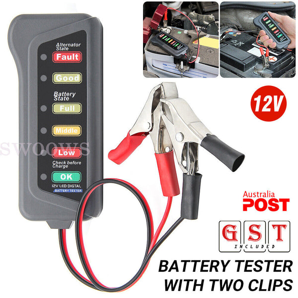 12V Digital Car Battery Tester Automotive Testing Tool Voltage Analyzer Checker