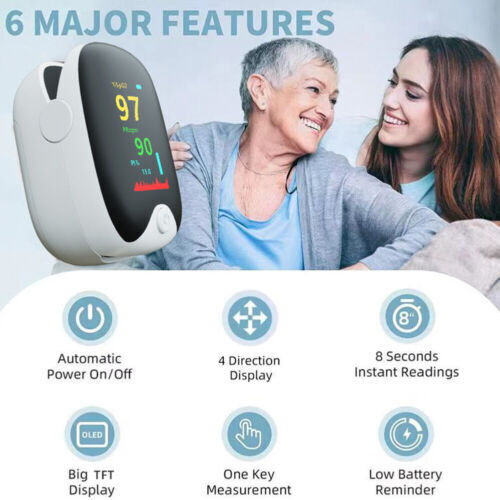 Professional Finger Pulse Oximeter Blood Oxygen Saturation Monitor Heart Rate .