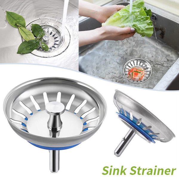 2PCS Stainless Steel Kitchen Sink Strainer Plug Waste Drain Stopper Filter