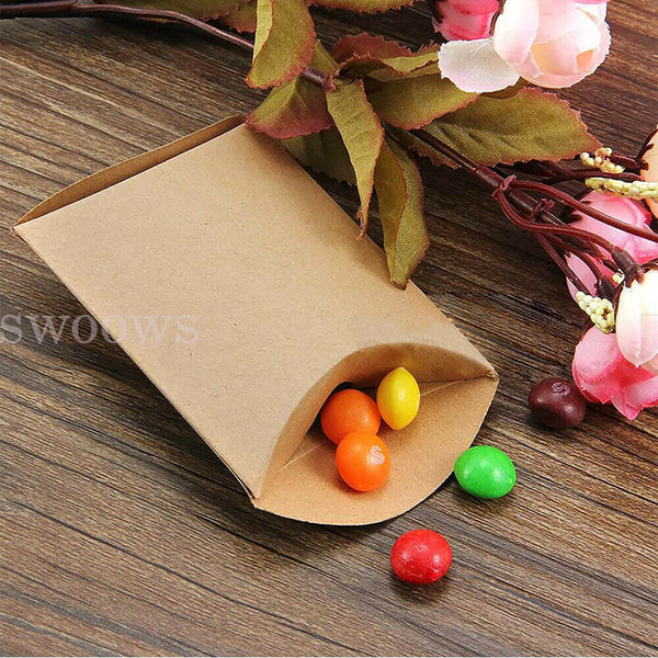 50pcs Xmas Candy Gift Box Bag Pillow Favor Kraft Paper Gift Favour Wedding Party