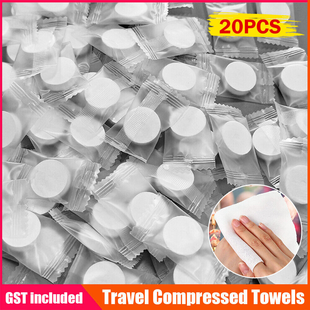 UP 200pcs Travel Compressed Towels Tablet Wash Cloths Camping Hand Towel AU