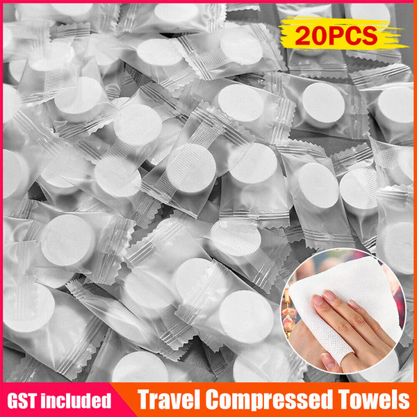 UP 200pcs Travel Compressed Towels Tablet Wash Cloths Camping Hand Towel AU