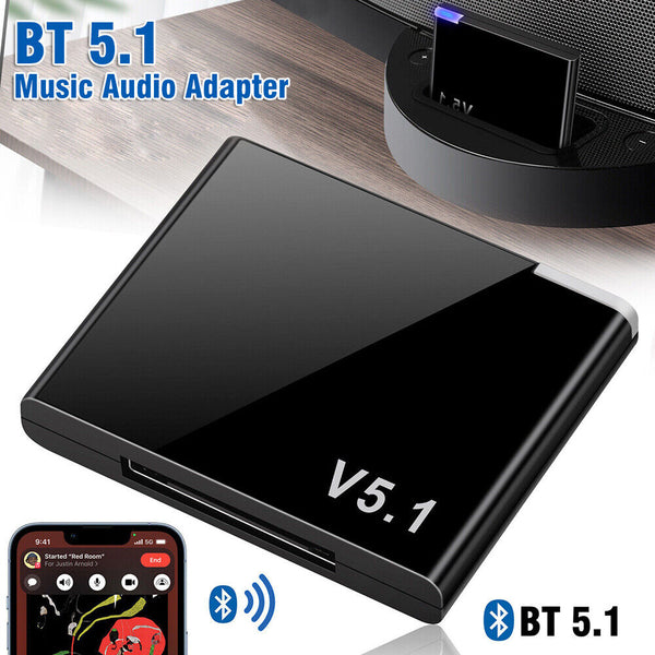 2xBluetooth 5.1 Music Audio Adapter Receiver 30 Pin Dock Speaker for iPhone iPod