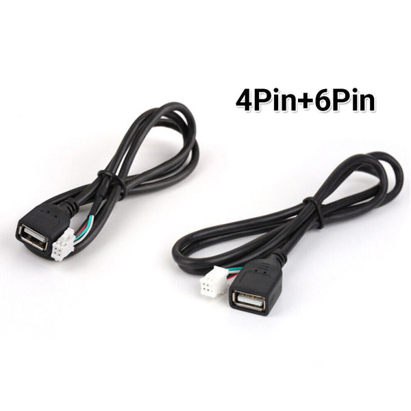 2pcs 4Pin+6Pin Connector USB Cable for Car Radio Stereo 1M USB Cord USB Adapter