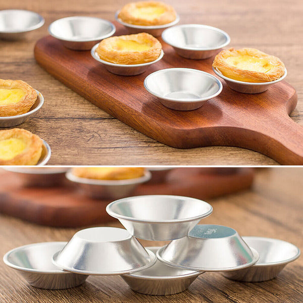 Egg Tart Mould Cake Tins Set Cups Circular Pie Mold Plate Baking Non-Stick Up30x