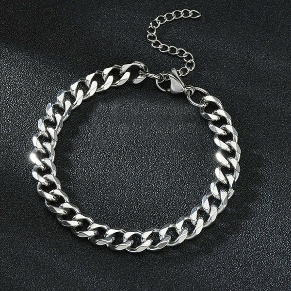 Men's Chain Bracelet Stainless Steel Curb Cuban Link Chain Bangle 7mm 11mm