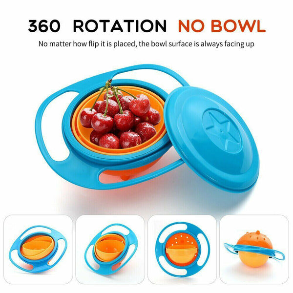 Baby Kids Feeding Bowl Magic 360 degree Rotating Gyro Toddler Infants No Spill