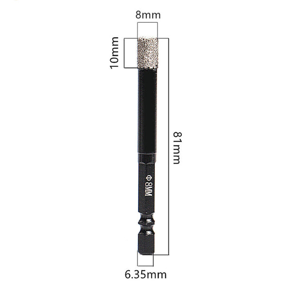 6/8/10/12mm Dry Diamond Core Drill Bit Hole Saw Cut Stone Marble Porcelain Tile