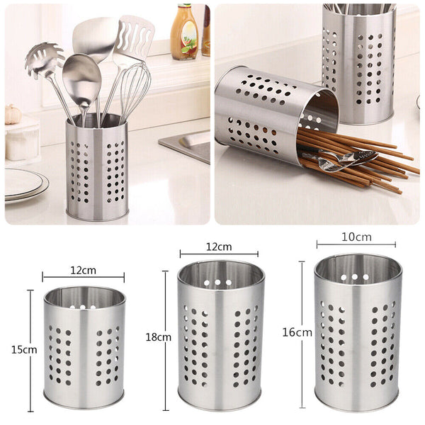 Home Cutlery Stand Holder Conical Utensil Stainless Steel Rack Drainer Kitchen