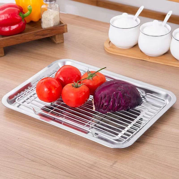 Stainless Steel Baking Tray Oven Pan with Cooling Rack Oven Tray Rack40*30*2.5cm