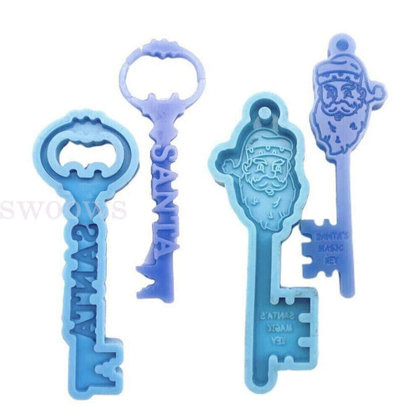 2PC Silicone Christmas Key Resin Epoxy Mold Pendant Keychain Casting Mould Craft