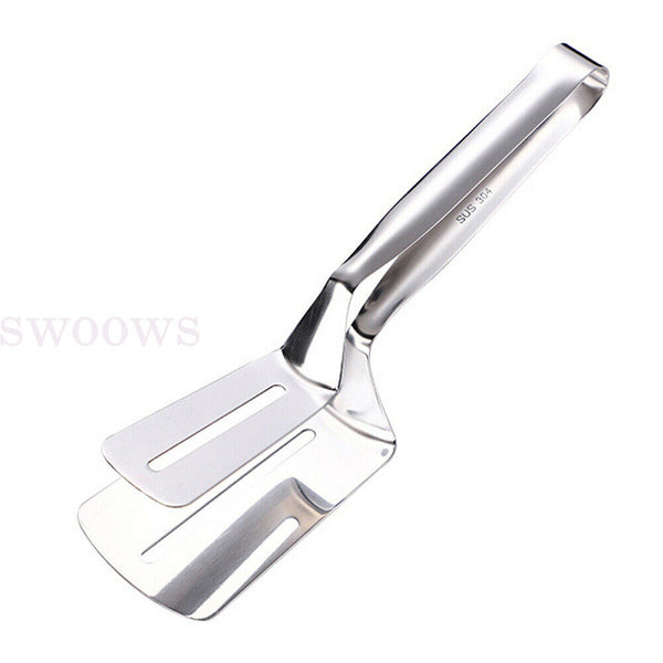 Stainless Steel Tongs Clip Kitchen Bread Steak Clamp Food BBQ Pizza Spatula New