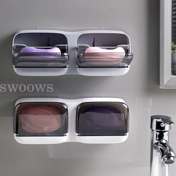 Wall-mounted Soap Dish Case Holders Storage Box Bathroom Shower Container Racks