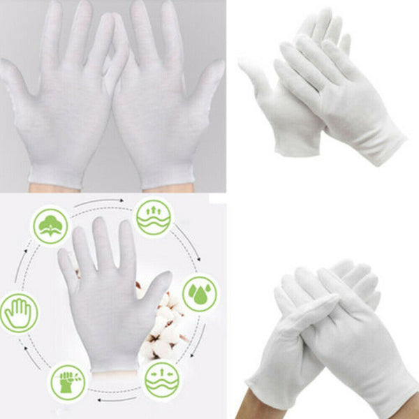 6 Pairs Hands Soft Cotton Costume Jewellery White Gloves Work Protector Handling