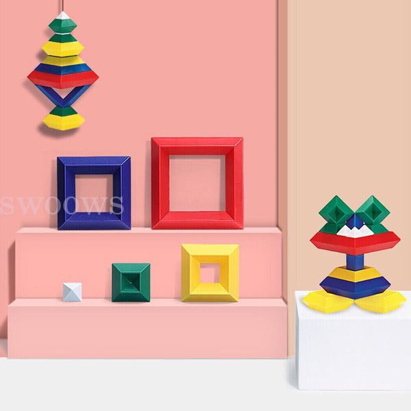 15pcs Pyramid Stacking Nesting Building Blocks Sensory Blocks for Preschool Kids