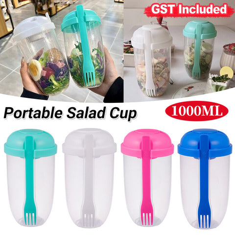 1-4 Portable Salad Cup w/Fork Large Capacity Multipurposes Picnic Bento Food Box