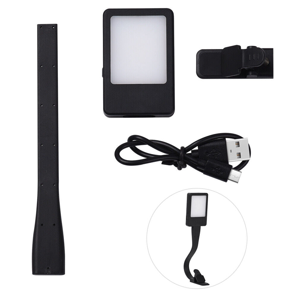 LED  Book Reading Light Lamp USB Rechargeable Flexible Clip On Bed Desk Table