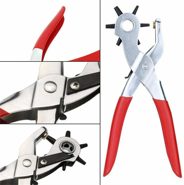 Leather Belt Eyelet Hole Punch Plier Puncher Craft Hand Tool 2mm-4.5mm Revolving