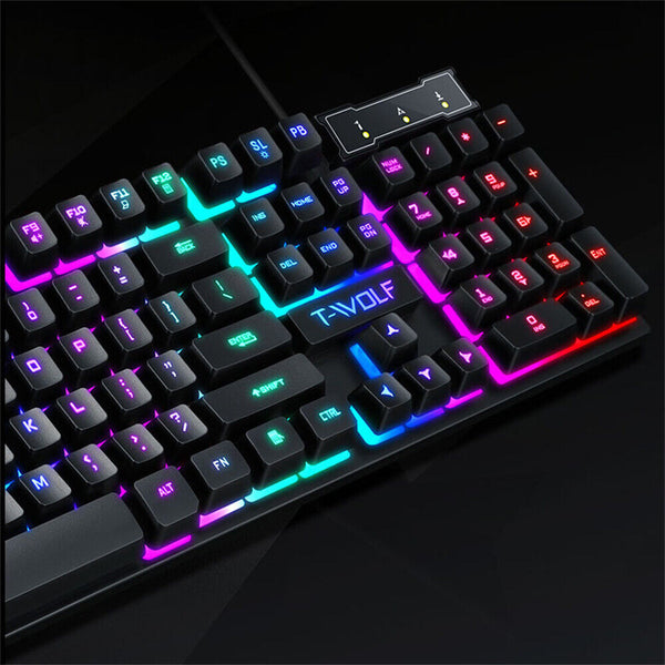 Wired USB Mechanical Gaming 104 Keys Keyboard RGB LED Backlit For Windows PC