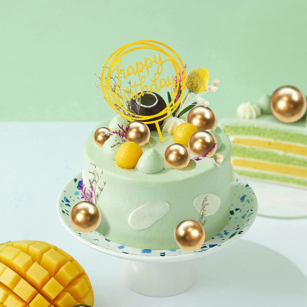 10/20 Golden Ball Cake Topper Birthday Party Cupcake Topper for Cake Decoration