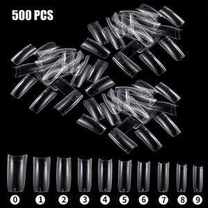 500 Pcs Fake French Nail Tips White Clear Stiletto False Gel Pointy Art Acrylic