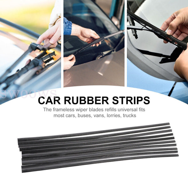 10Pcs 28" Premium Wiper Blade Refill Windshield Strip Replacement 6 mm Rubber AU