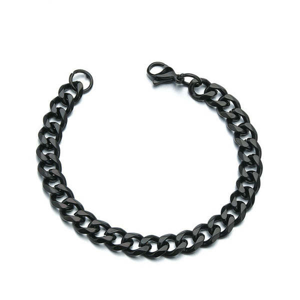 Men's Chain Bracelet Stainless Steel Curb Cuban Link Chain Bangle 7mm 11mm