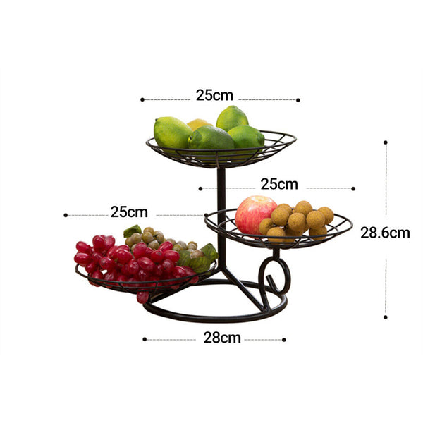 3 Tier Metal Fruit Vegetable Basket Bowl Holder Stand Storage Kitchen Decorative