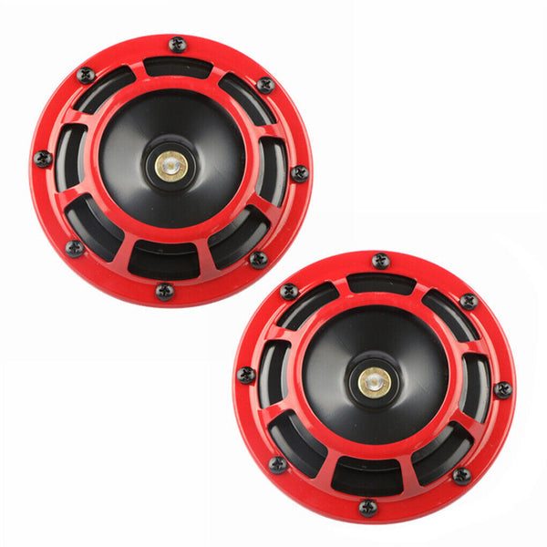 New 2pcs 12V Red Compact Electric Blast Super Tone  Horn For Car/Truck B