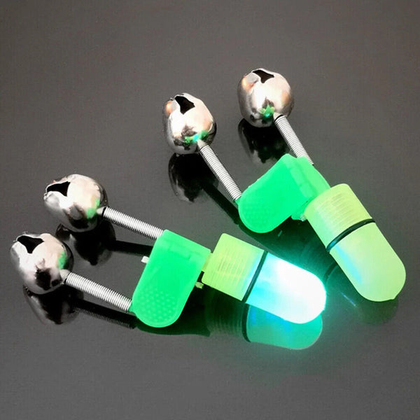 10x Night Fishing Twin Ring Light Bite Alarm Bells LED Outdoor Clip Rod Tip