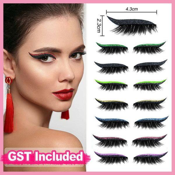 Reusable Eyeliner and Eyelash Stickers False Eyelashes Sequin Eye Shadow