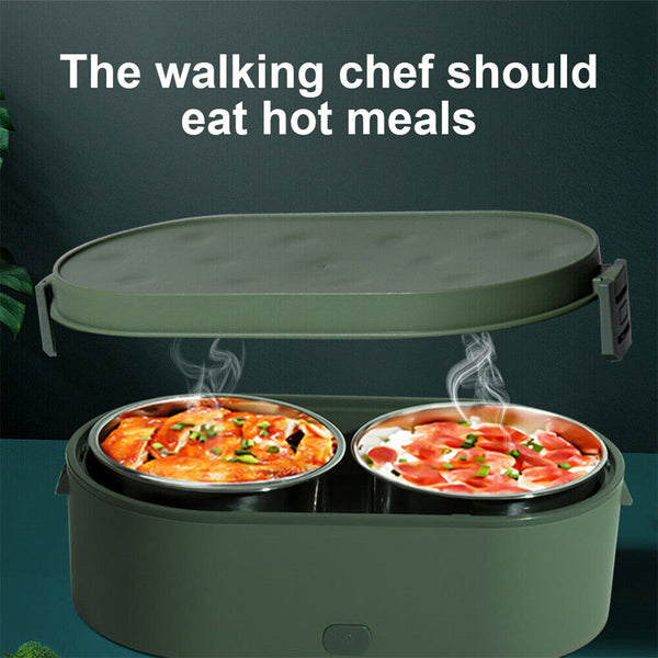 Portable Electric Heated Car Home USB Heating Lunch Box Bento Food Warmer Green