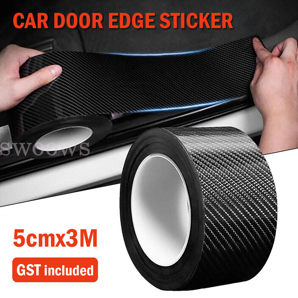 Car Door Sill Protector Edge Sticker Carbon Fiber Rubber DIY Bumper Guard Strip