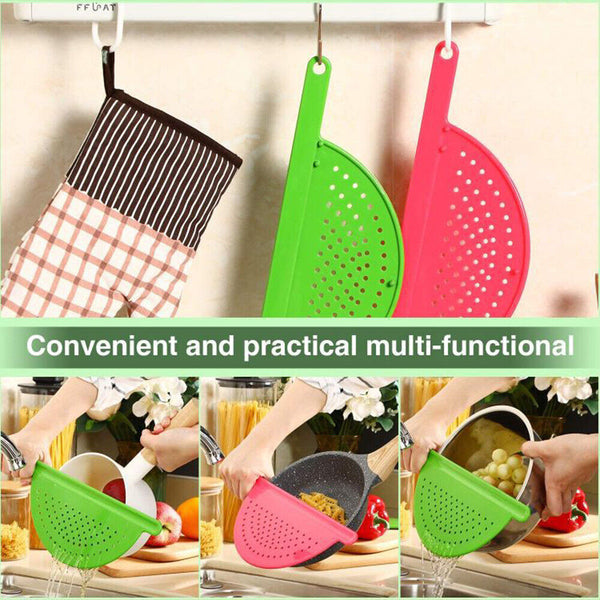 1/2x Saucepan Strainer Drainer Plastic Pot Pan Kitchen Rice Water Pour Filter