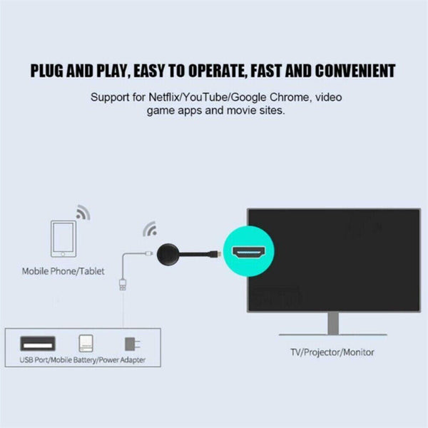 For Chromecast Google Wireless HDMI-Compatible HD Display Media Streaming Video