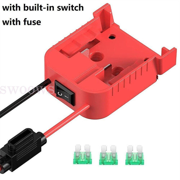 Battery Adapter Base With Fuse Built-in Switch For 18V To Dock Holder 12Awg