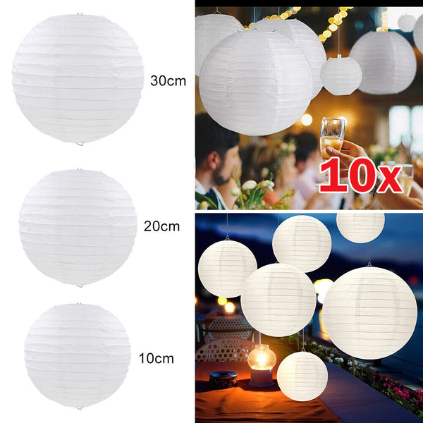 10pcs 10/20/30cm Large White Paper Lantern lanterns Party Wedding Banquet Dec