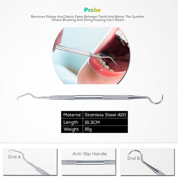 Teeth Hygiene Picks Mirror Scaler Tartar Calculus Plaque Remover Dental Tool Kit