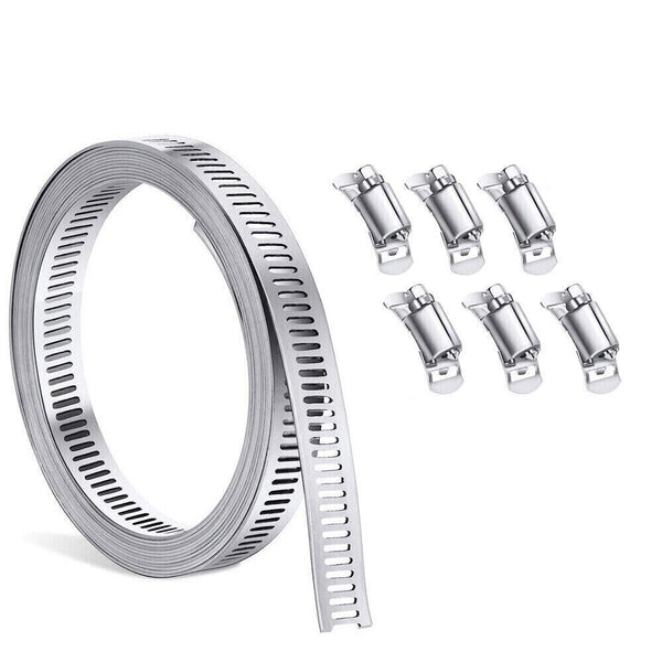 304 Stainless Steel DIY Worm Clamp Hose Clamps Strap with Fasteners Adjustable