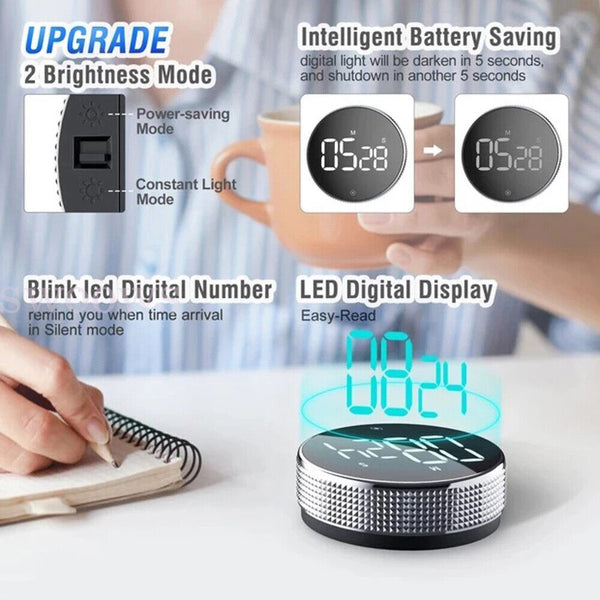 Magnetic Digital Kitchen Timer LED Countdown Cooking Work Loud Alarm Stopwatch