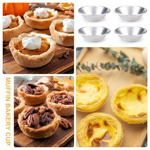 Egg Tart Mould Cake Tins Set Cups Circular Pie Mold Plate Baking Non-Stick Up30x