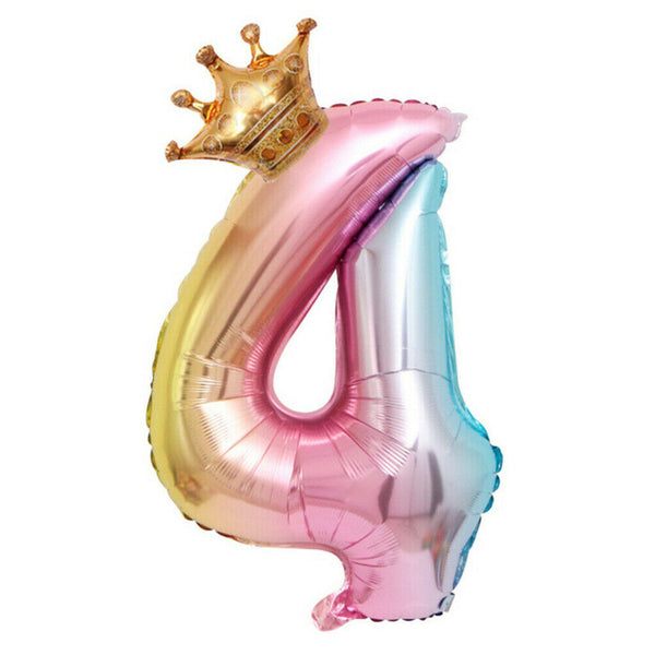 Crown Number Foil Balloons Number Ballon Happy Birthday Party Decoration 32 Inch