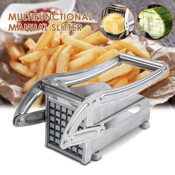 Stainless French Fries Slicer Potato Chip Cutter Chipper Chopper Maker +2 Blades