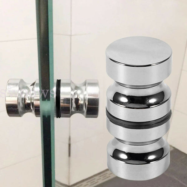 Stainless Steel Back-to-Back Glass Door Knob Puller Push Handle Bathroom Shower