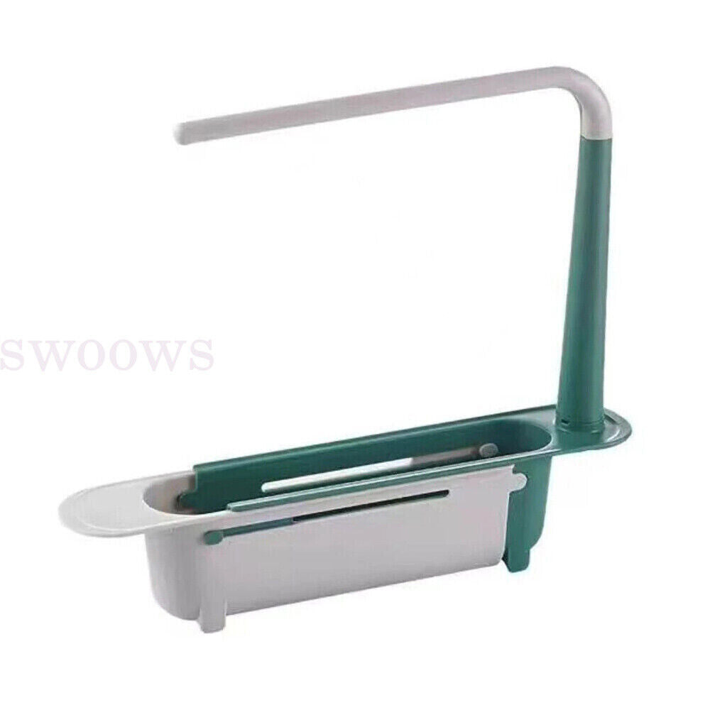 2x Telescopic Sink Rack Storage Holder Kitchen Expandable Drain Basket Organizer