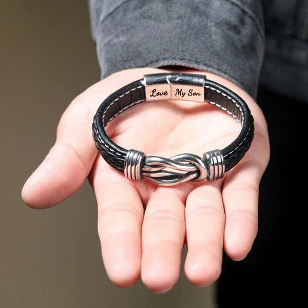 1/2x Mother And Son Forever Linked Together Braided Leather Bracelet AU